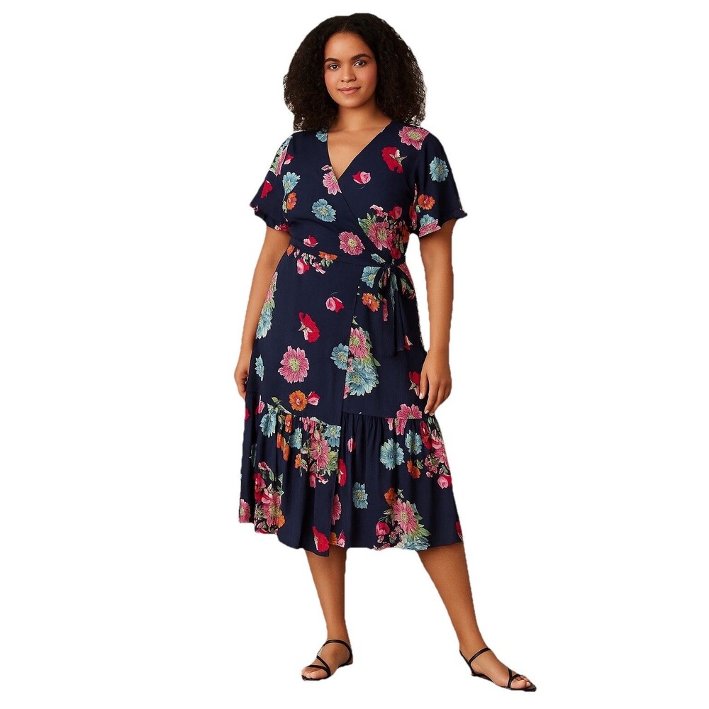 Coc Clothing Obsessed Company Floral Wrap Midi Dress 3x Cottage Core